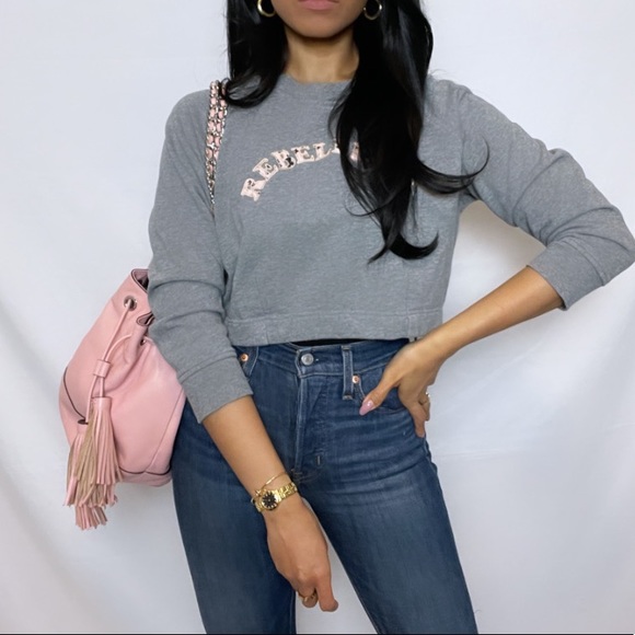 Sunday Best | Grey "Rebellious" Cropped Sweatshirt - Picture 12 of 12